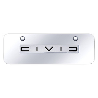 Autogold® - Chrome Mini Size License Plate with 3D Chrome Civic Reverse C Logo