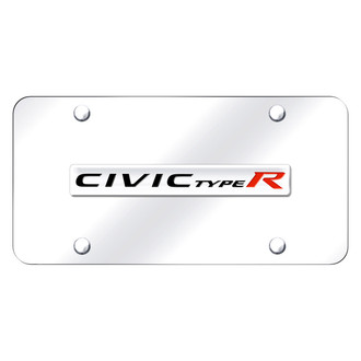 Autogold® - Chrome License Plate with 3D Chrome Civic Type R Logo