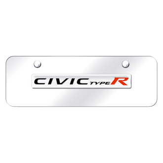 Autogold® - Chrome Mini Size License Plate with 3D Chrome Civic Type R Logo
