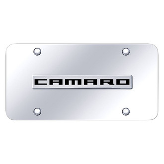 Autogold® - Chrome License Plate with 3D Chrome Camaro Logo