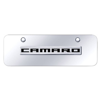 Autogold® - Chrome Mini Size License Plate with 3D Chrome Camaro Logo
