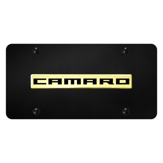 Autogold® - Black License Plate with 3D Gold Camaro Logo