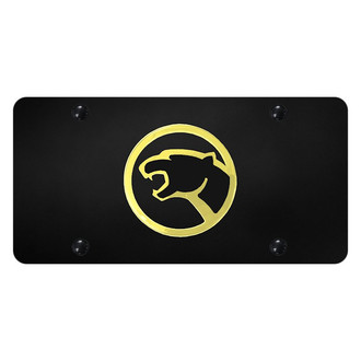 Autogold® - Black License Plate with 3D Gold Cougar Emblem