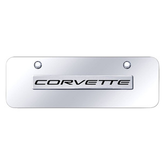 Autogold® - Chrome Mini Size License Plate with 3D Chrome Corvette C5 Logo