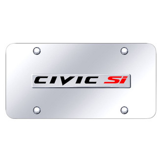 Autogold® - Chrome License Plate with 3D Chrome Civic SI Logo
