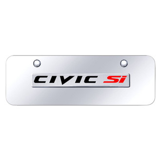 Autogold® - Chrome Mini Size License Plate with 3D Chrome Civic SI Logo