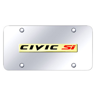 Autogold® - Chrome License Plate with 3D Gold Civic SI Logo