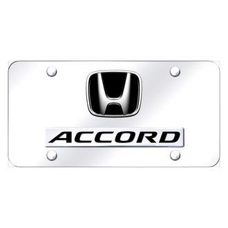 Autogold® - Chrome License Plate with 3D Chrome / Black Accord Logo and Honda Emblem
