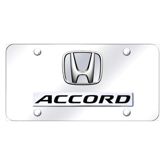 Autogold® - Chrome License Plate with 3D Chrome Accord Logo and Honda Emblem