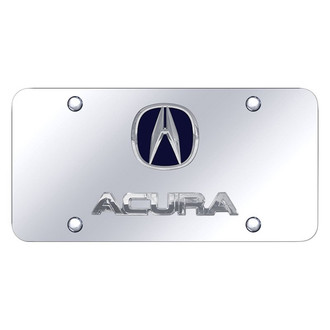 Autogold® - Chrome License Plate with 3D Chrome / Blue Acura Logo and Emblem