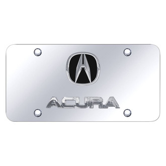 Autogold® - Chrome License Plate with 3D Chrome / Black Acura Logo and Emblem