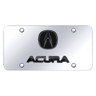 Autogold® - Chrome License Plate with 3D Black Pearl Acura Logo and Emblem
