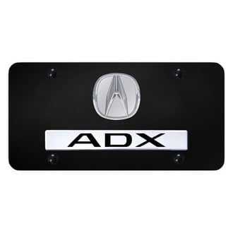 Autogold® - Black License Plate with 3D Chrome ADX Logo and Emblem