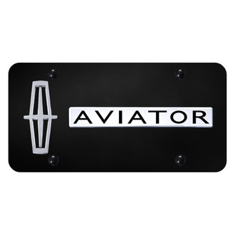 Autogold® - License Plate with 3D Chrome Aviator Vertical Logo and Lincoln Emblem