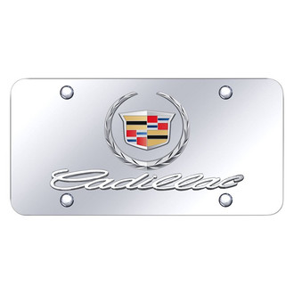 Autogold® - Chrome License Plate with 3D Chrome Cadillac New Logo and Emblem