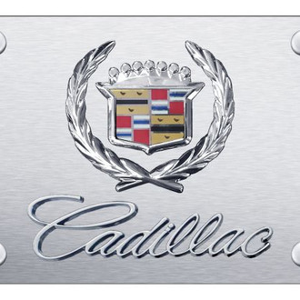 Autogold® - Brushed License Plate with 3D Chrome Cadillac Logo and Emblem