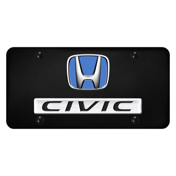 Autogold® - License Plate with 3D Civic Logo and Honda Emblem