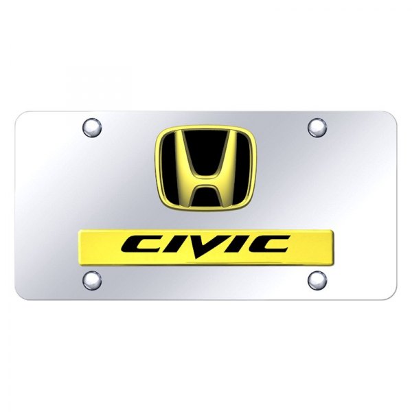 Autogold® - License Plate with 3D Civic Logo and Honda Emblem