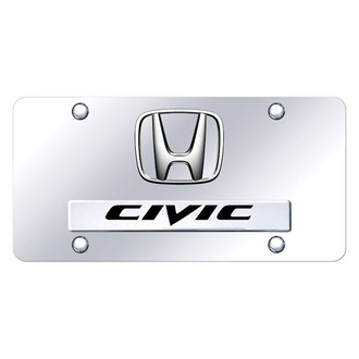 Autogold® - Chrome License Plate with 3D Chrome Civic Logo and Honda Emblem
