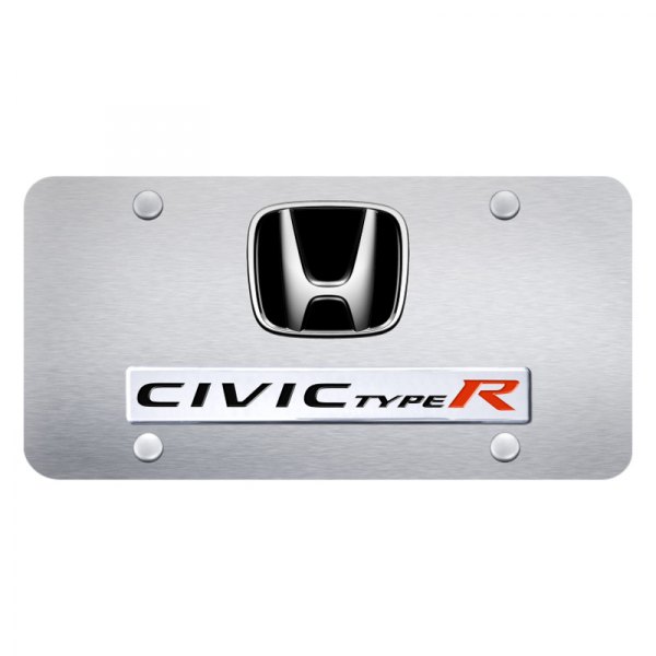 Autogold® - License Plate with 3D Civic Type R Logo and Honda Emblem