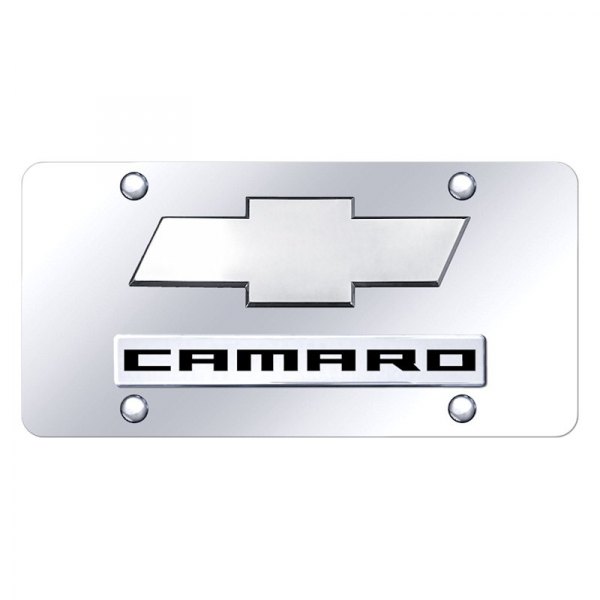 Autogold® - License Plate with 3D Camaro Logo and Chevrolet Emblem