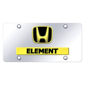 Autogold® - Chrome License Plate with 3D Gold Element Logo and Honda Emblem