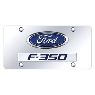 Autogold® - Chrome License Plate with 3D Chrome F-350 Logo and Ford Emblem