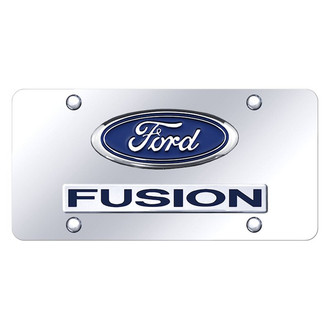 Autogold® - Chrome License Plate with 3D Chrome Fusion Logo and Ford Emblem