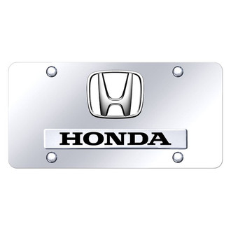 Autogold® - Chrome License Plate with 3D Chrome / White Honda Logo and Emblem