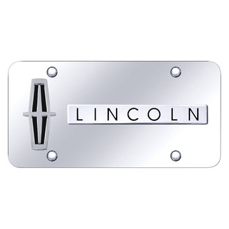 Autogold® - Chrome License Plate with 3D Style 2 Black / Chrome Lincoln Logo and Emblem