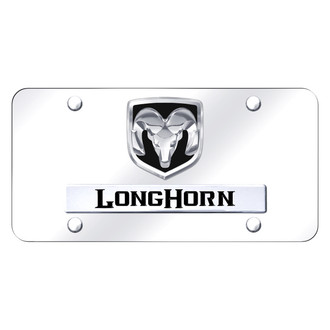 Autogold® - Chrome License Plate with 3D Chrome Longhorn Logo and Emblem