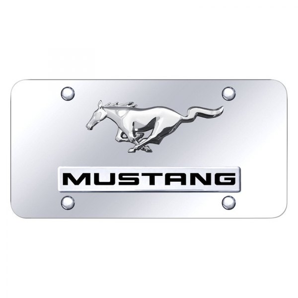 Autogold® - License Plate with 3D Mustang Logo and Emblem