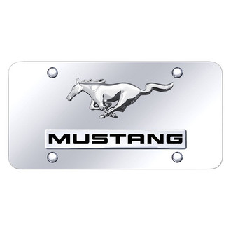 Autogold® - Chrome License Plate with 3D Chrome Mustang Logo and Emblem