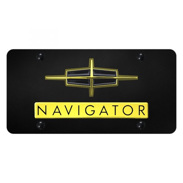 Autogold® - License Plate with 3D Navigator Logo and Lincoln Emblem