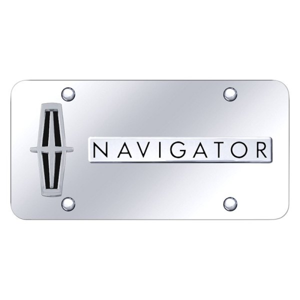 Autogold® - License Plate with 3D Style 2 Navigator Logo and Lincoln Emblem