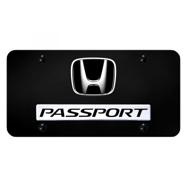 Autogold® - License Plate with 3D Passport Logo and Honda Emblem