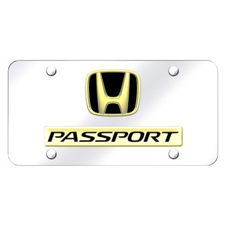 Autogold® - Chrome License Plate with 3D Gold Passport Logo and Honda Emblem