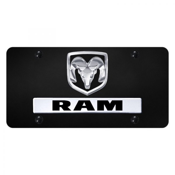 Autogold® - License Plate with 3D Ram OEM Logo and Dodge Emblem