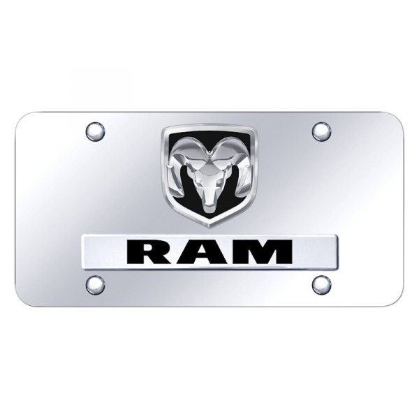 Autogold® - License Plate with 3D Ram OEM Logo and Dodge Emblem