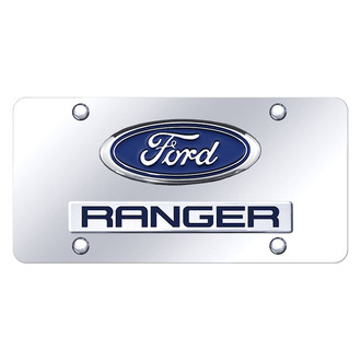 Autogold® - Chrome License Plate with 3D Chrome Ranger Logo and Ford Emblem