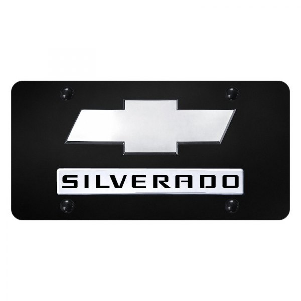 Autogold® - License Plate with 3D Silverado New Logo and Chevrolet Emblem