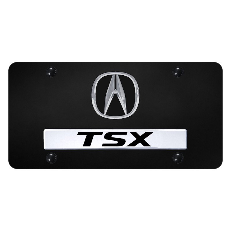 Autogold®  - Black License Plate with 3D Chrome Acura TSX Logo and Acura  Emblem