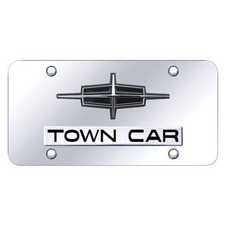 Autogold® - Chrome License Plate with 3D Chrome Town Car Logo and Lincoln Emblem