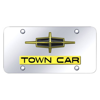 Autogold® - Chrome License Plate with 3D Gold Town Car Logo and Lincoln Emblem