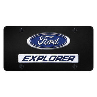 Autogold® - License Plate with 3D Chrome Explorer Logo and Ford Emblem