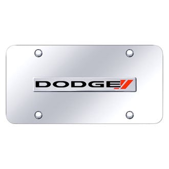 Autogold® - Chrome License Plate with 3D Chrome Dodge Stripes Logo
