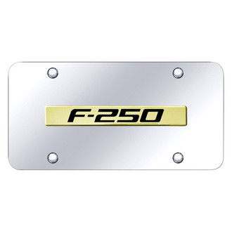 Autogold® - Chrome License Plate with 3D Gold F-250 Logo