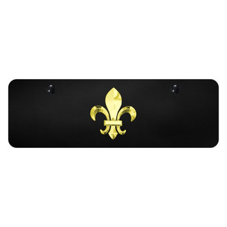 Autogold® - Black Mini Size License Plate with 3D Gold Fleur-De-Lis Logo