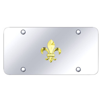Autogold® - Chrome License Plate with 3D Gold Fleur-De-Lis Logo