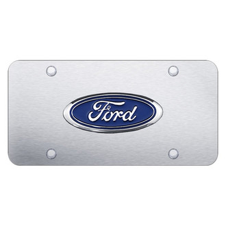 Autogold® - Brushed License Plate with 3D Chrome Ford Emblem